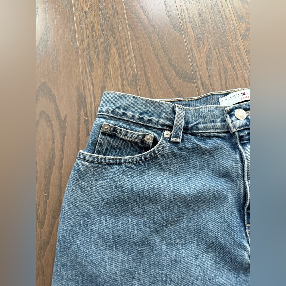 EXC 90's Vintage Tommy Hilfiger Spell Jean Denim Mini Skirt Size 8 Y2K - Picture 2 of 16